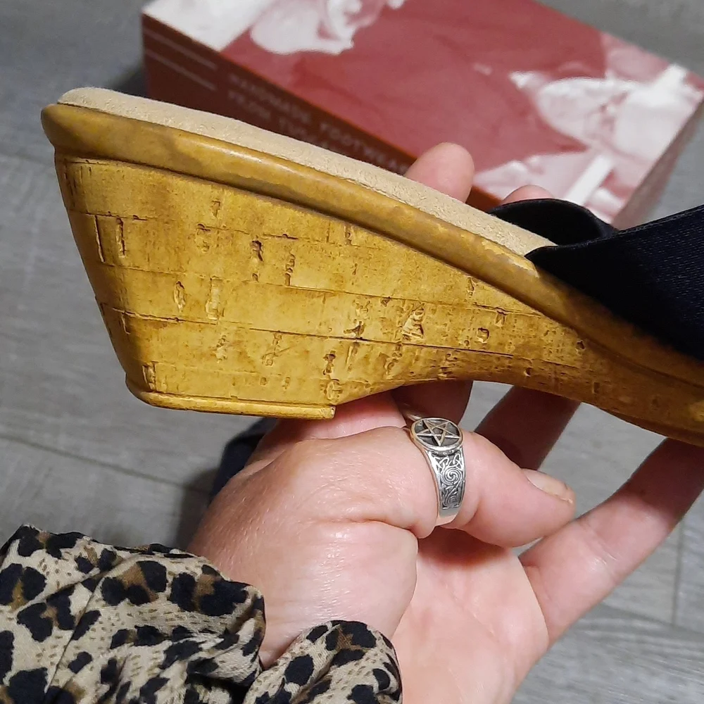 ITALIAN HANDMADE SHOES! Leather & Cork Heeled Sandals From Tuscany Wome…